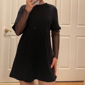 Zara Long Top/Short Dress Black with Mesh Sleeves
